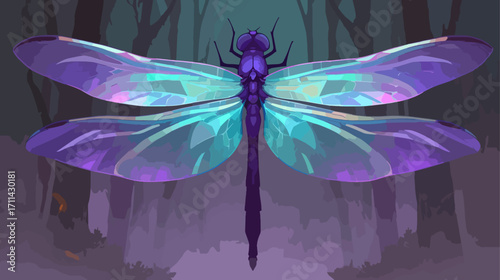 Colorful dragonfly in forest ambiance