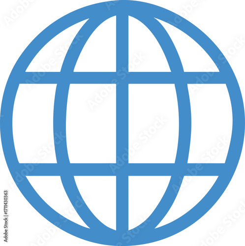 Simple blue globe icon representing global connectivity and the internet
