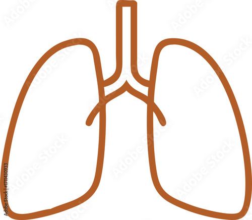 Simple outline illustration of human lungs with bronchial tubes
