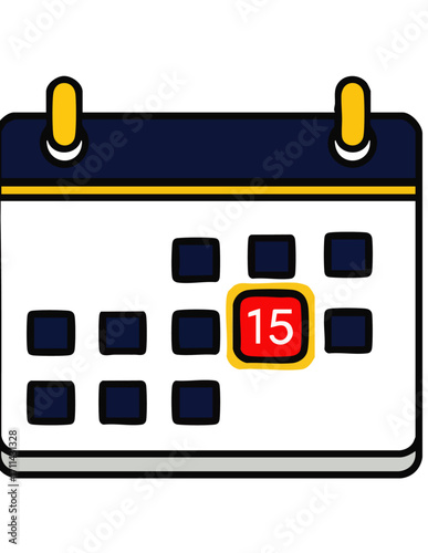 Calendar Icon Marking the 15th Day of the Month with a Clean, Modern Design and Vibrant Colors