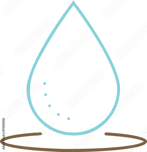 Stylized water droplet icon with circular motion effect and subtle sparkles
