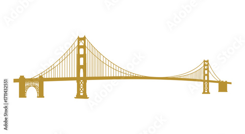 A golden illustration of the iconic golden gate bridge structure