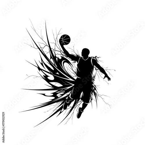 Basketball Player Silhouette Abstract Splash