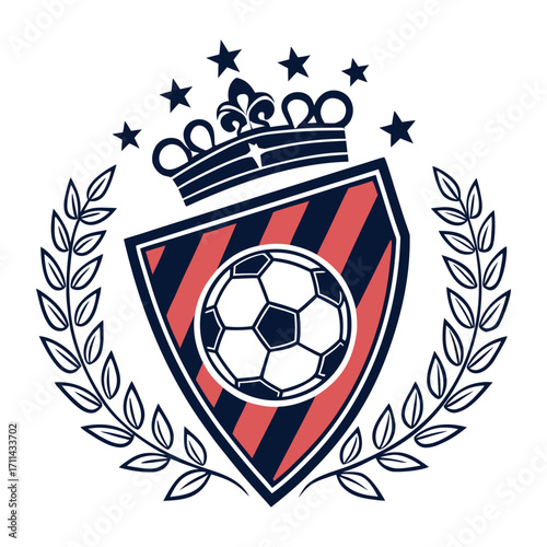Soccer Club Crown Shield with Laurel Wreath Logo