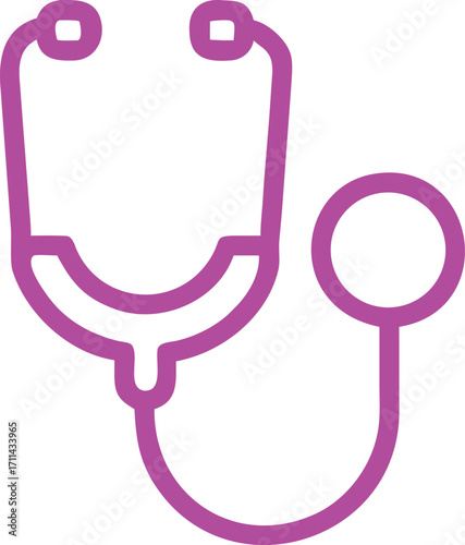 Simple pink stethoscope icon symbolizing healthcare and medical care
