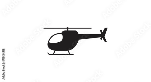 Simple black silhouette of a helicopter with visible rotor and tail