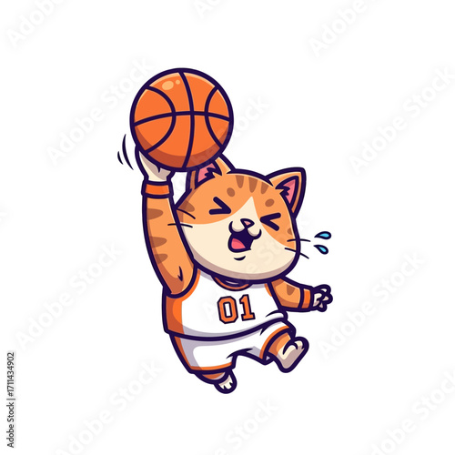 Cute Cat Dunking Basketball