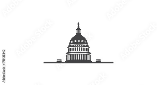 Simple black and white illustration of the united states capitol building