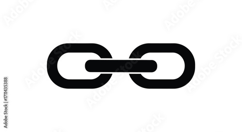 Simple black and white depiction of a connected chain link symbol