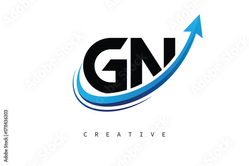 Free Download GN Letter Logo with Dynamic Arrow Swoosh – Modern Business Branding, Growth, Progress & Innovation Symbol - GFXLoad
