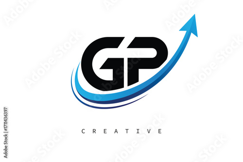 Free Download GP Letter Logo with Dynamic Arrow Swoosh – Modern Business Branding, Growth, Progress & Innovation Symbol - GFXLoad