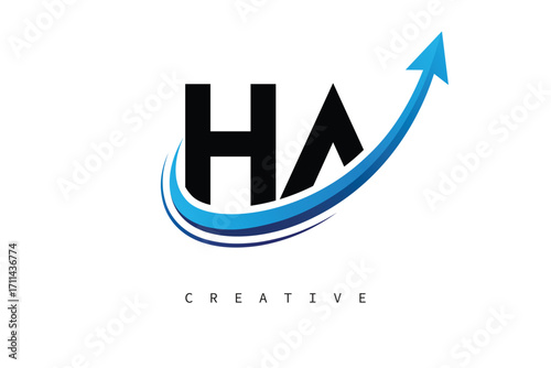 Free Download HA Letter Logo with Dynamic Arrow Swoosh – Modern Business Branding, Growth, Progress & Innovation Symbol - GFXLoad