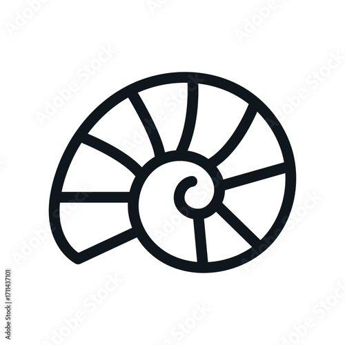 Ammonite Fossil Line Icon of Paleontology Icon Set