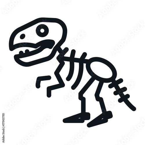 Dinosaur Skeleton Line Icon of Paleontology Icon Set