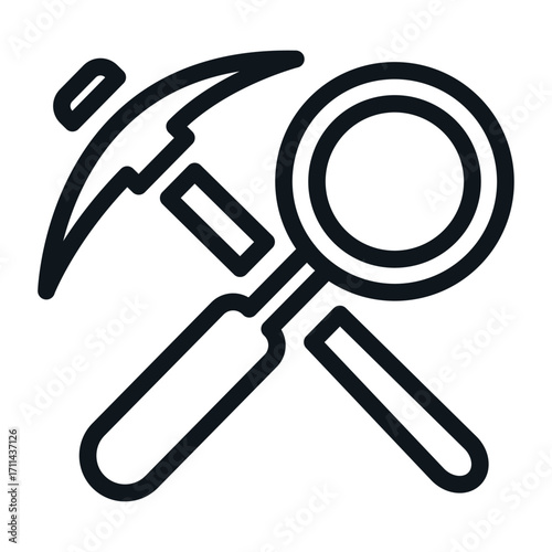 Geologist Tools Line Icon of Paleontology Icon Set