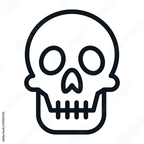 Human Skull Fossil Line Icon of Paleontology Icon Set