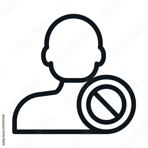 Profile with Prohibition Line Icon of Plagiarism Icon Set