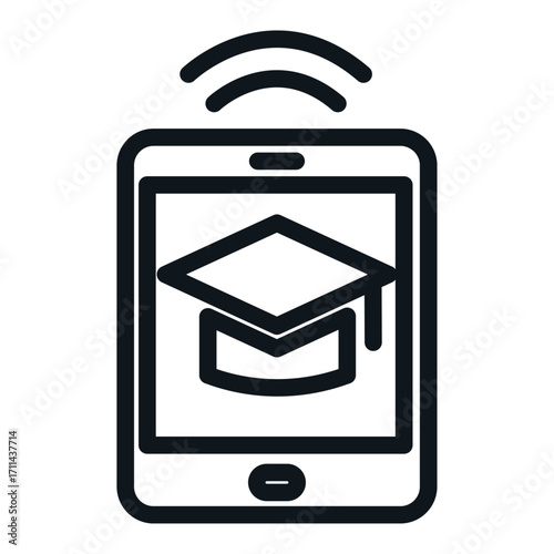 Mobile Learning Line Icon of Distance Learning Icon Set
