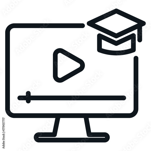 Video Lecture Line Icon of Distance Learning Icon Set