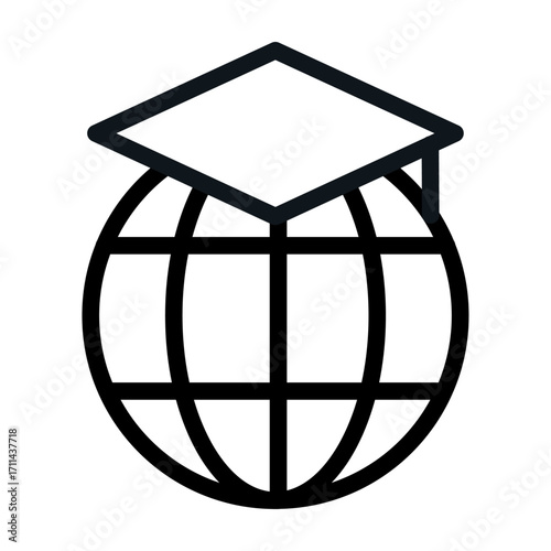 Global Learning Line Icon of Distance Learning Icon Set