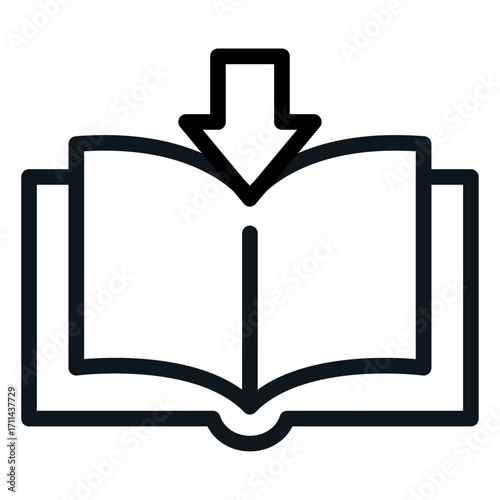 E-Book Download Line Icon of Distance Learning Icon Set