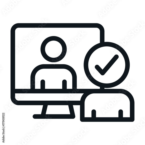 Video Interview Line Icon of Skill Assessment Icon Set