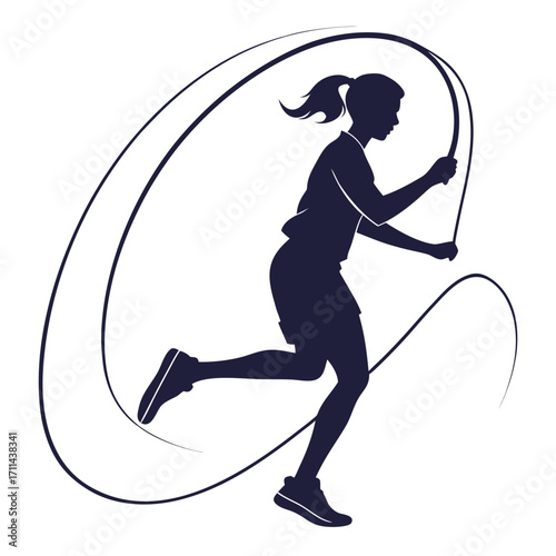vector illustration of a woman with a jumping rope
