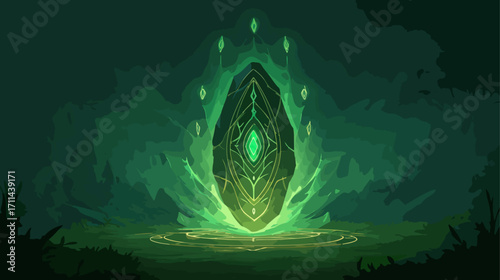 Mysterious green portal in fantasy setting