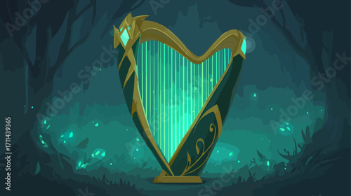 Luminous harp in a dark forest