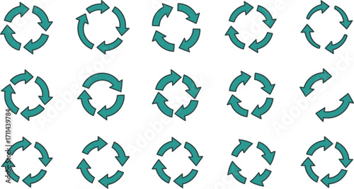 Teal Circular Arrows Repeating Cycle Icons refresh recycle