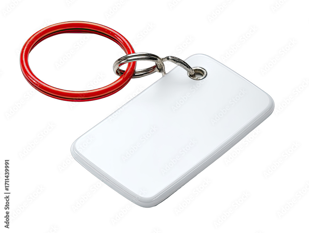 Fototapeta premium Blank white key tag with red ring