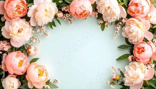 Fototapeta Naklejka Na Ścianę i Meble -  Pastel peonies frame