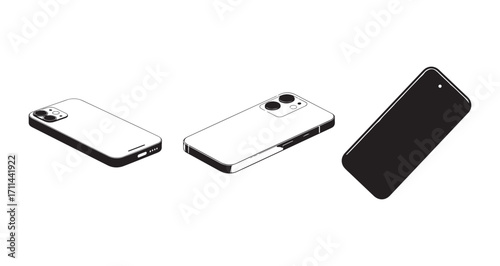 Modern Smartphone Icons, Mobile Device Vector, Isometric Phone Illustration