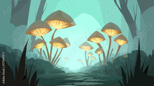 Fantasy mushroom forest pathway