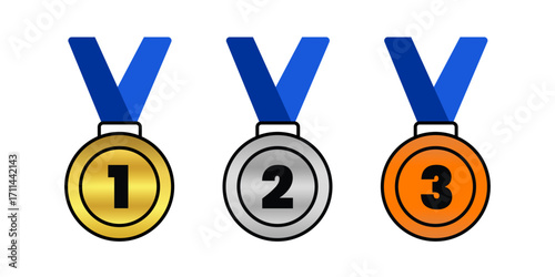 An illustration of a gold, silver, and bronze medal, a symbol of competition and victory.