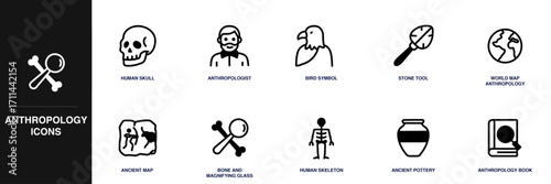 Anthropology Line Icon Set