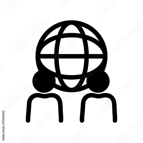 Global Community Line Icon of Sociology Icon Set
