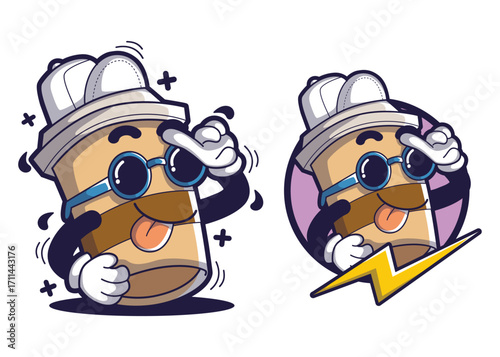 Coffe cup cartoon mascot characters