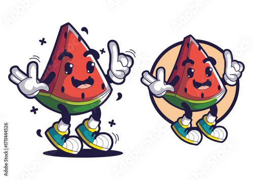 Watermelon cartoon mascot illustration