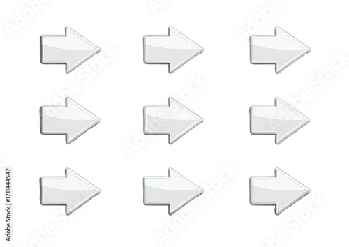 Grid of glossy white arrows