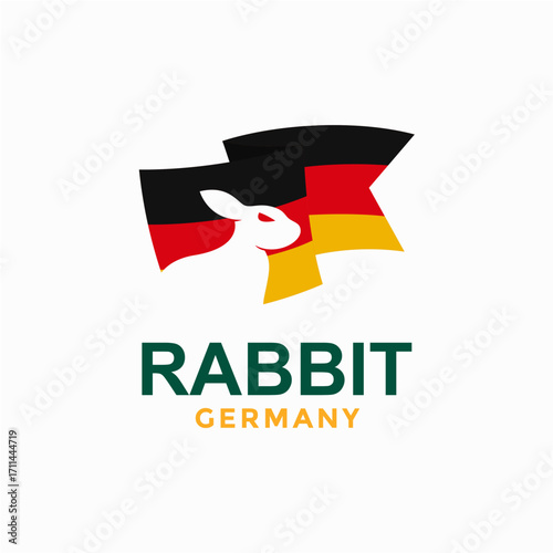 rabbit and Germany flag in negative space logo