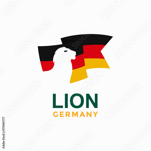 lion and Germany flag in negative space logo