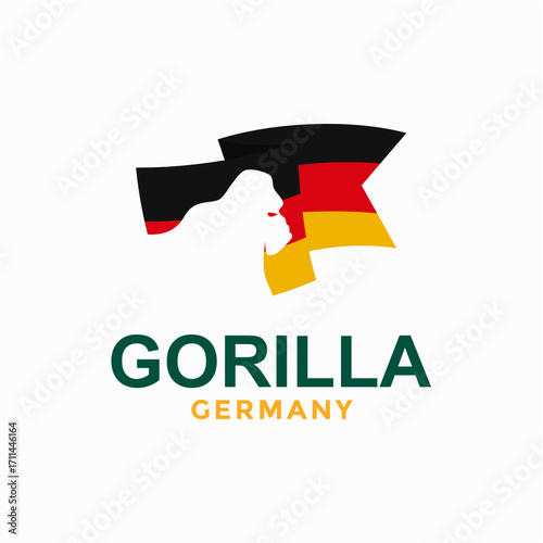 gorilla and Germany flag in negative space logo