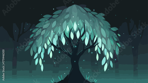 Fantasy tree in twilight forest