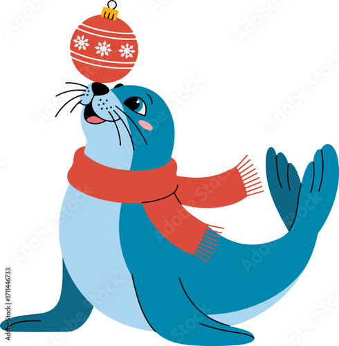 Christmas seal cartoon