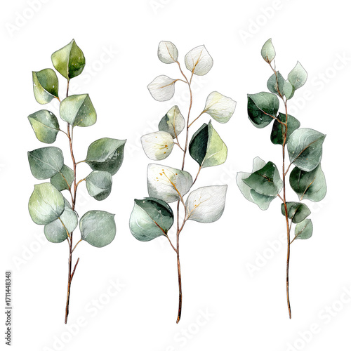Watercolor eucalyptus sprigs (2)