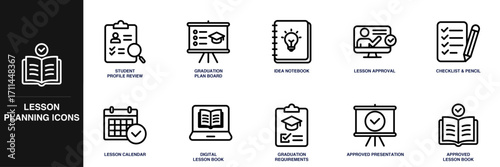 Lesson Planning Line Icon Set