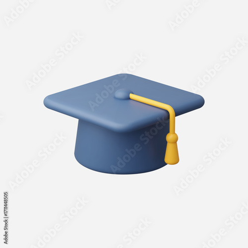3d Realistic Graduation Hat icon vector Illustration