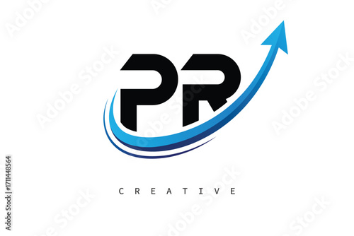 PR Letter Logo with Dynamic Arrow Swoosh – Modern Business Branding, Growth, Progress & Innovation Symbol