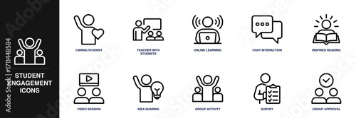 Student Engagement Line Icon Set